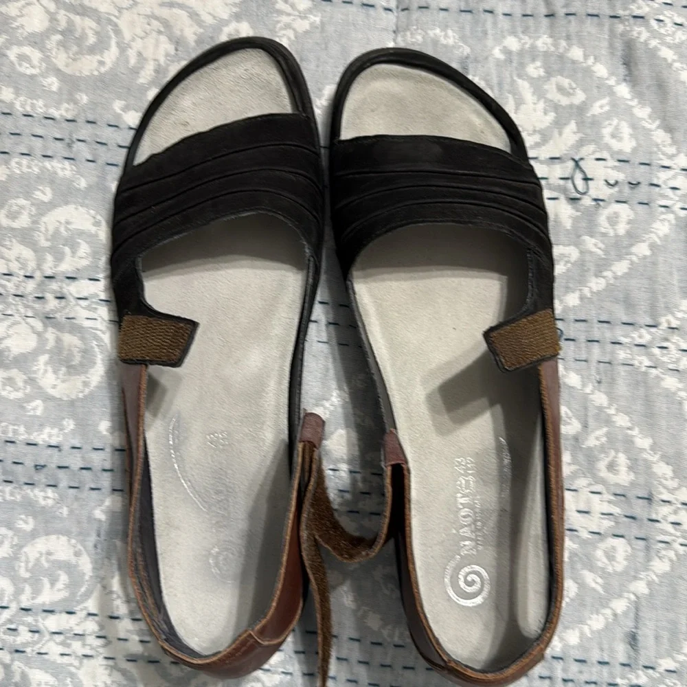 Naot Black and Brown Sandals with Cushioned Footbed - Picture 7 of 7